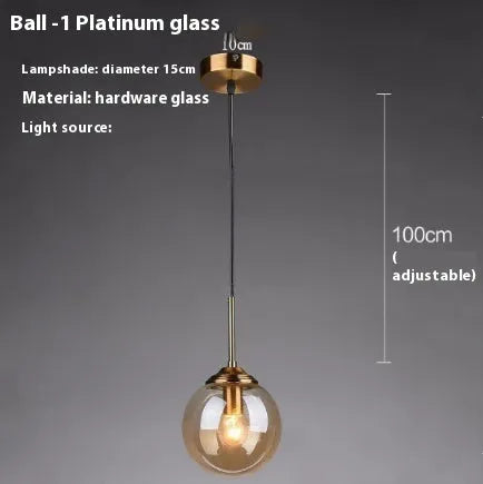 Modern round chandelier with glass balls in a Nordic style, mounted on a ceiling.