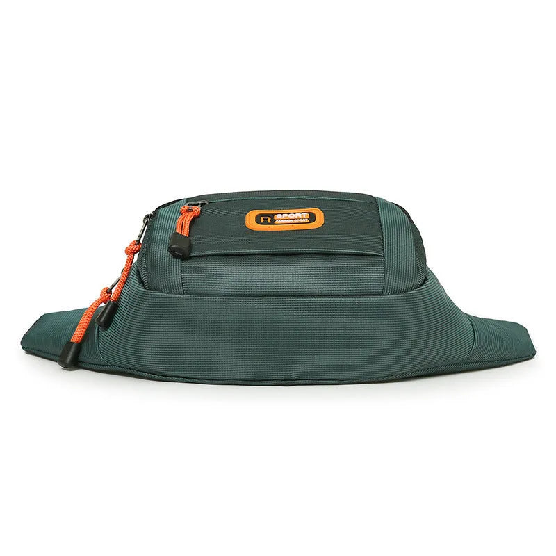 Black waterproof slanted chest bag made of nylon with polyester lining