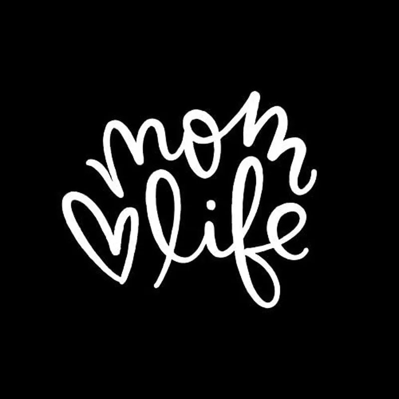 Mom Life PVC hollow carving car decal sticker in white, approx 17 cm, for window or wall