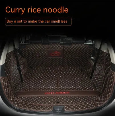 Mitsubishi Outlander 3D boot liner with high edges in a wine red colour with contrasting beige lines.