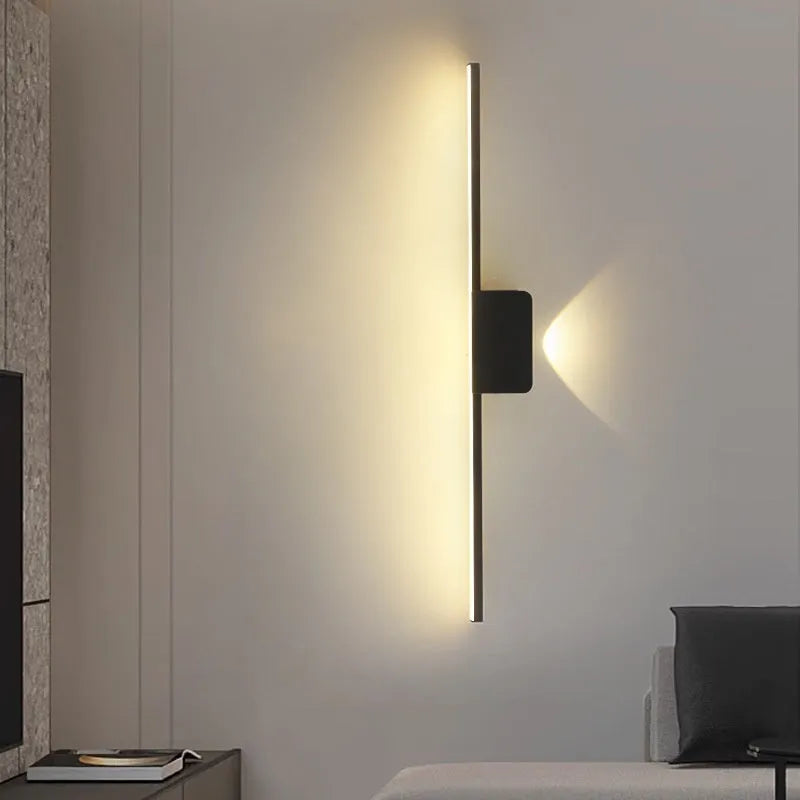 Modern simple black LED mirror headlight bedside lamp 40cm 55cm warm white light
