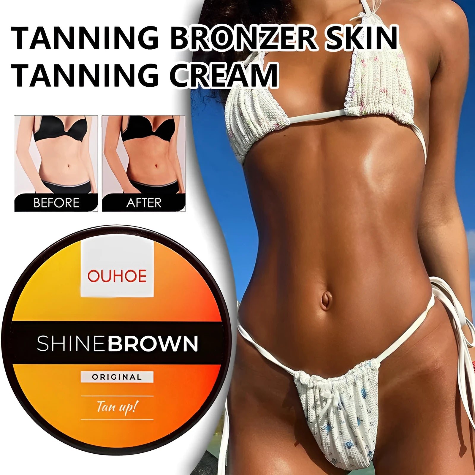 Tanning cream and aloe vera gel set for sunbed or beach tanning with after sun relief