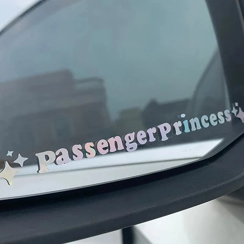 Passenger princess decorative car rearview mirror sticker in multiple colours, size 12.5cm.