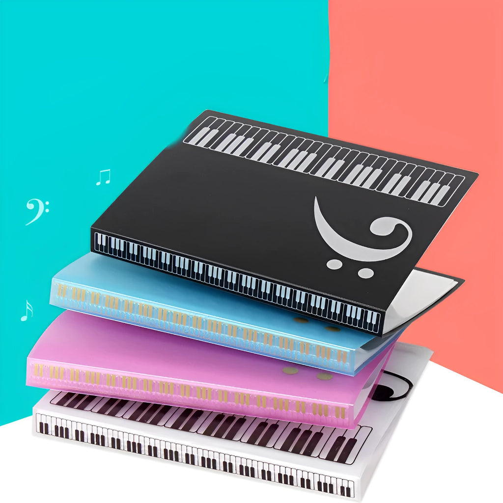 ABS piano music folder with transparent insert in black colour