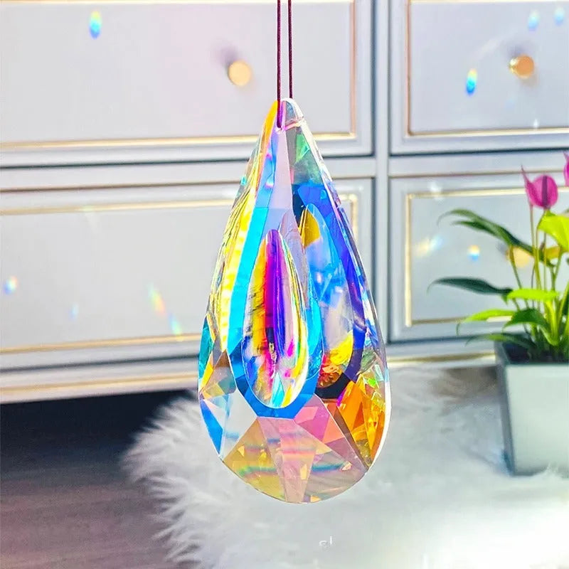 Rainbow crystal pendant light catching decoration for Christmas trees and gardens
