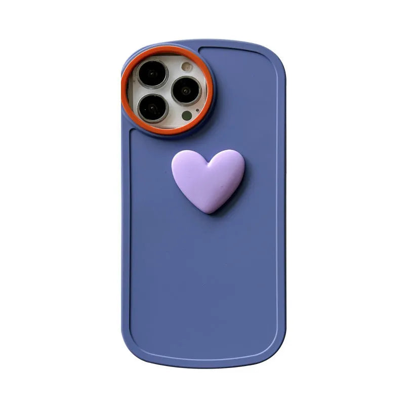 Simple anti-drop TPU phone case with three-dimensional love heart design for iPhone