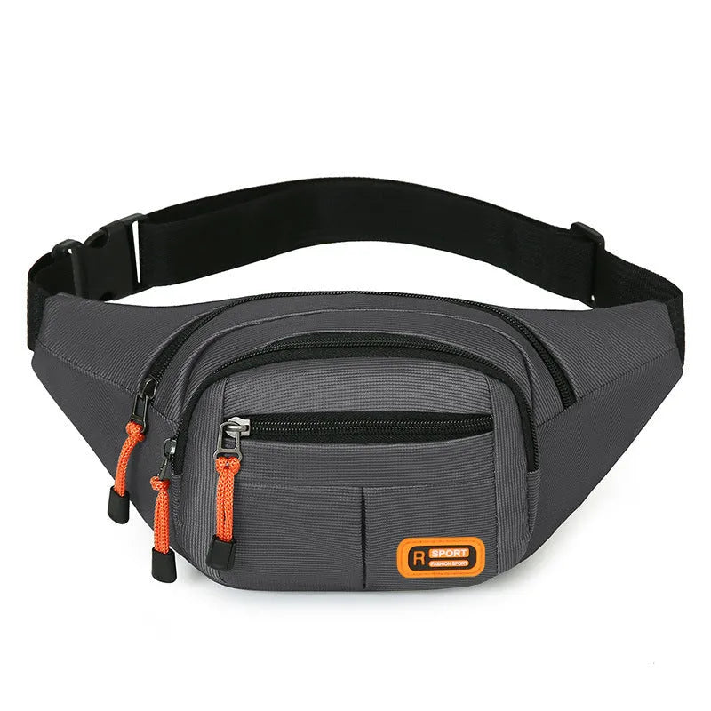 Black waterproof slanted chest bag made of nylon with polyester lining