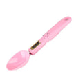Digital measuring spoon with LCD display showing weight, in black colour, with removable spoon bowl