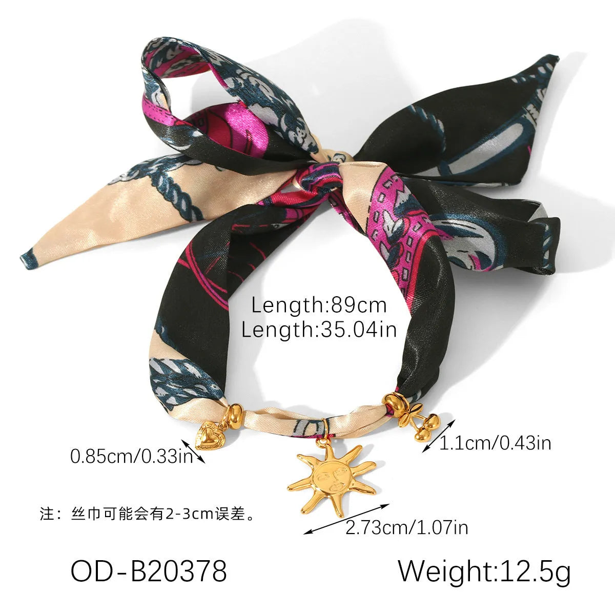 Children's stainless steel sunflower necklace and bracelet set in ins style on a light background