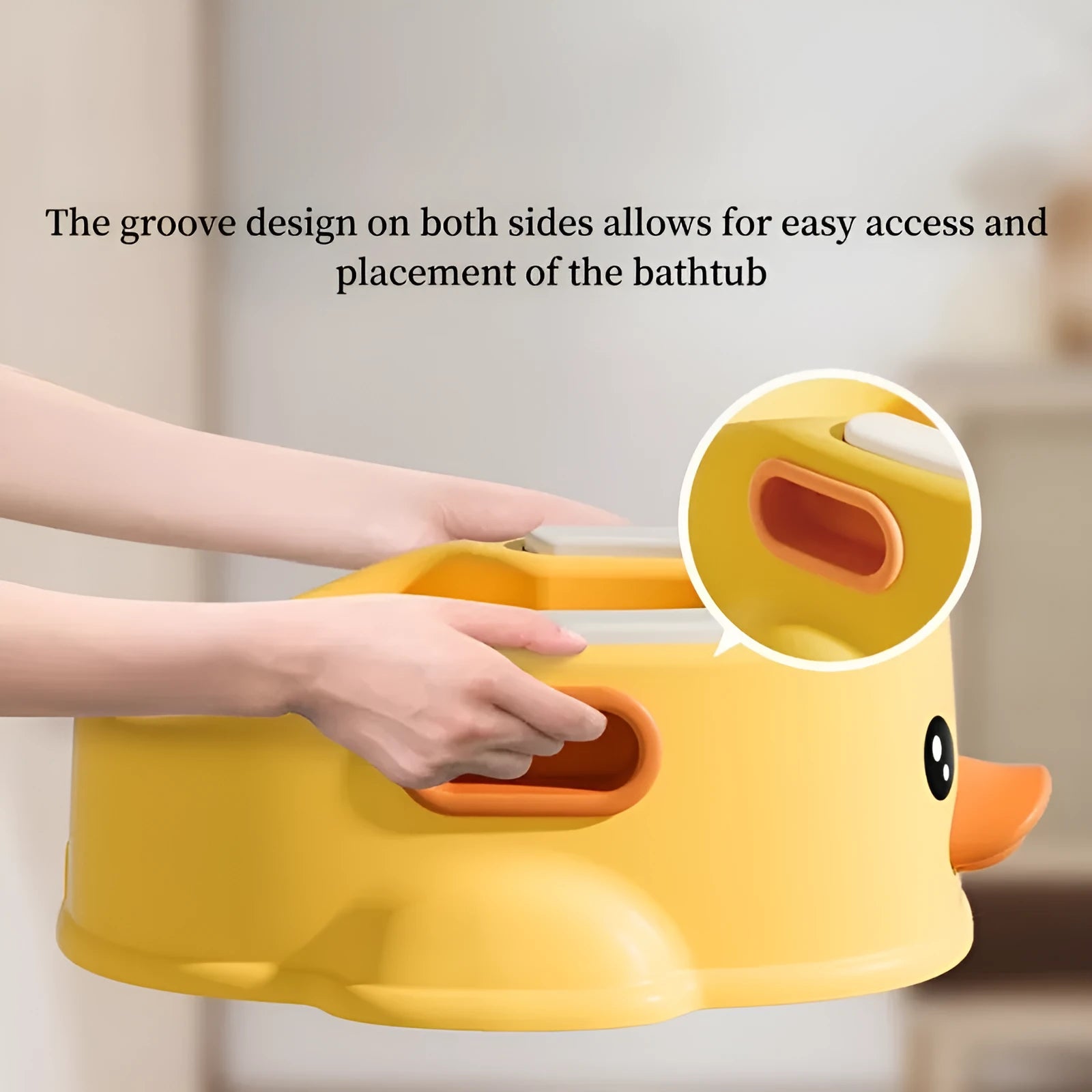 Blue PVC duck-shaped bath tub for washing small dogs and cats at home without electricity
