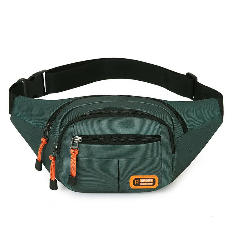 Black waterproof slanted chest bag made of nylon with polyester lining