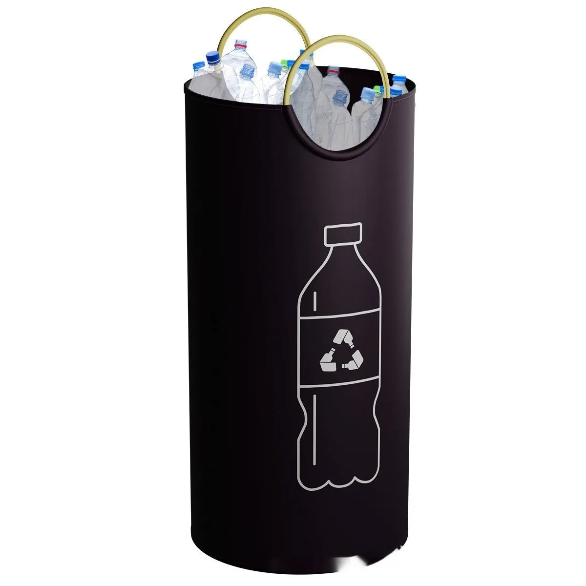 A tall, round portable plastic trash can shown in a plain colour, suitable for office or outdoor use.