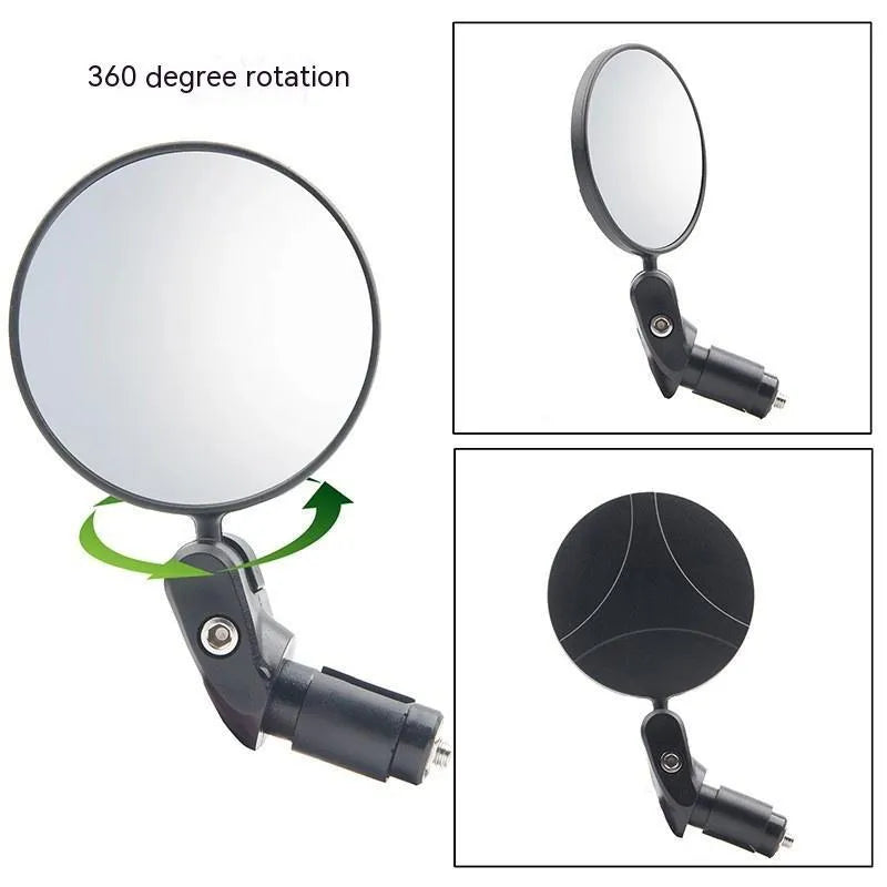 Black foldable convex rearview mirror for vehicles with 7cm diameter and 14cm length