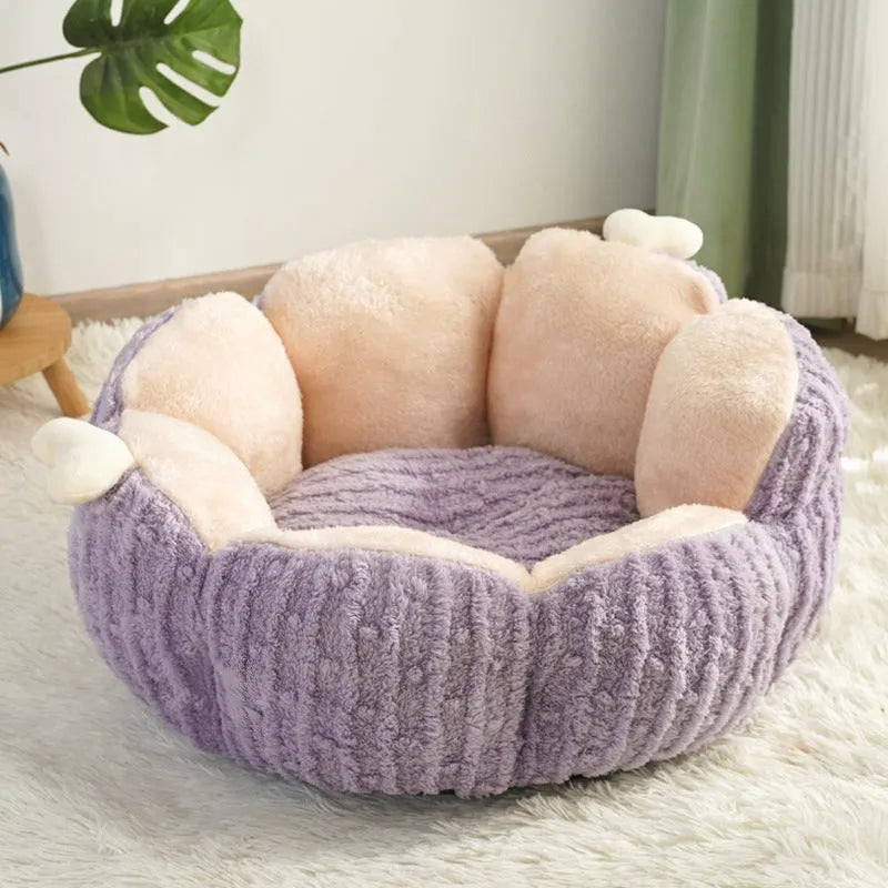 Soft green cactus-shaped pet kennel bed for cats and small dogs on a wooden floor.