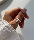 Korean style heart shell index finger ring in white with simple band