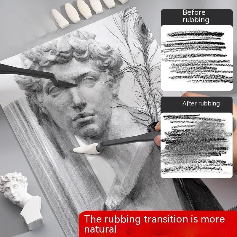 Fluorescent plastic sketch rubbing knife with smear tip for pencil and charcoal erasing