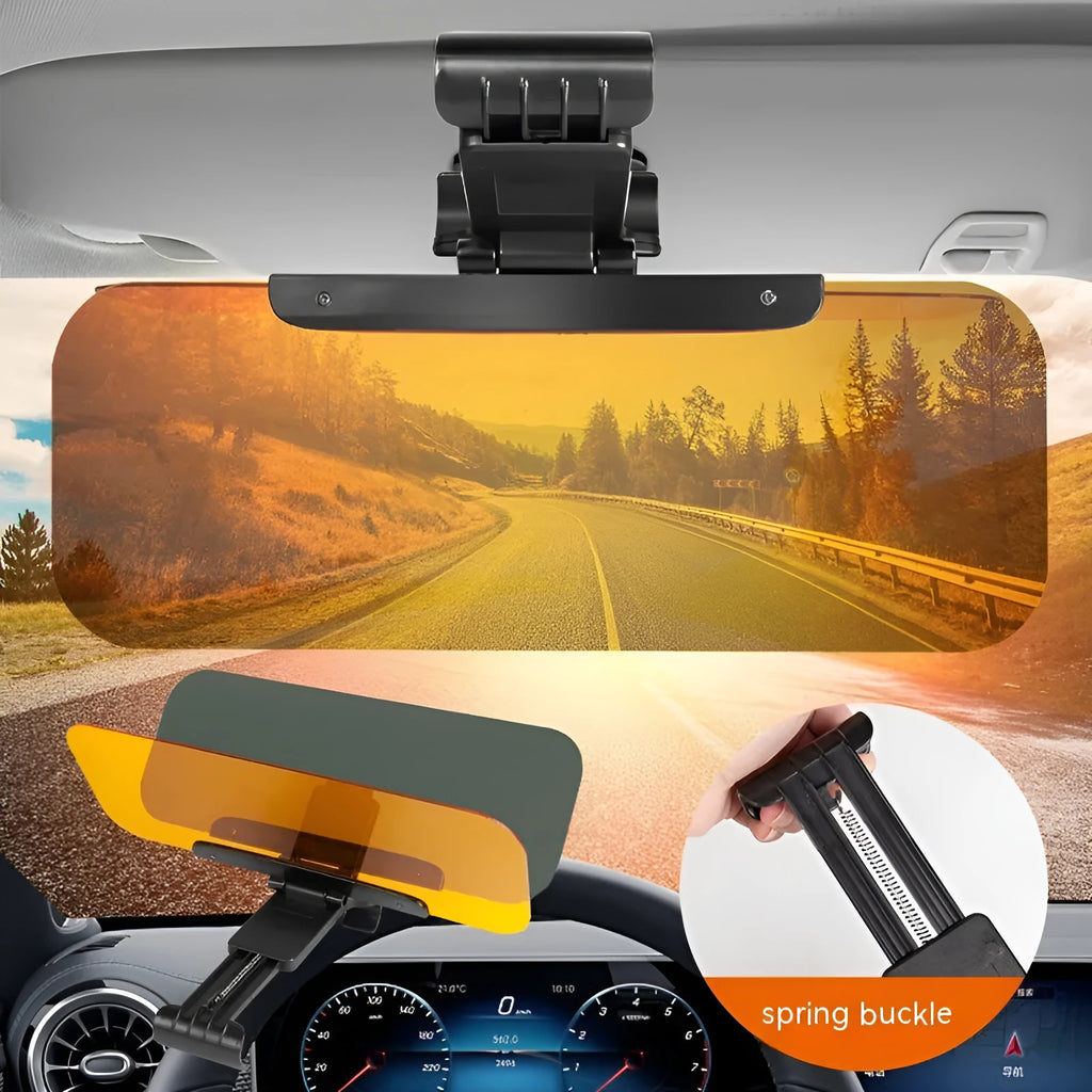 Anti-glare car sun visor with acrylic lens and telescopic installation components