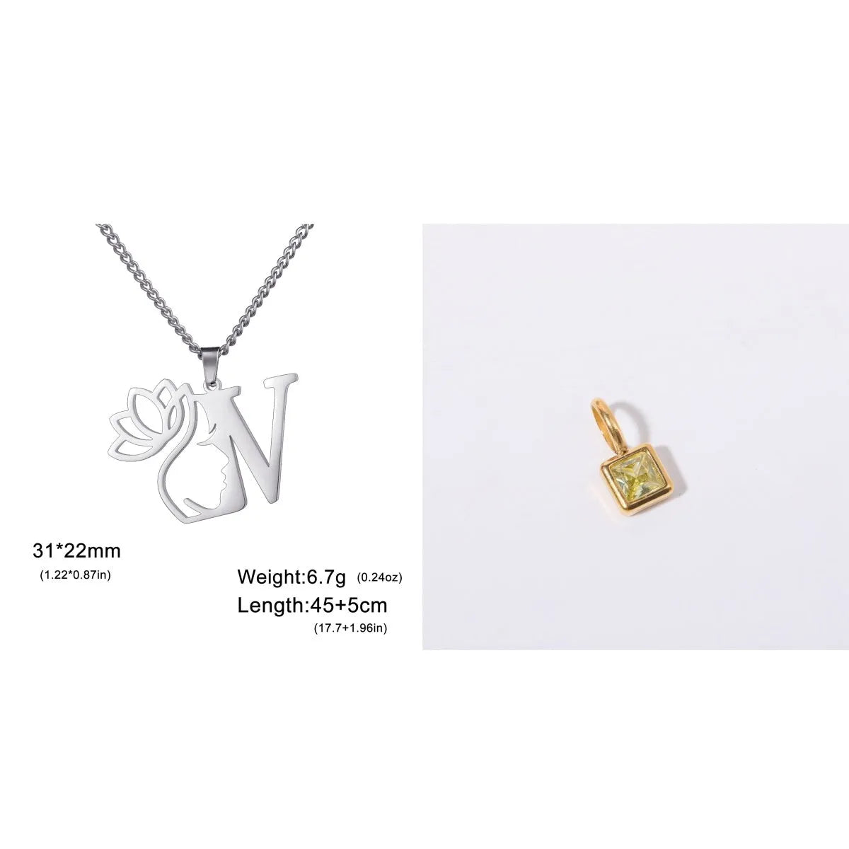 Stainless steel cross chain necklace with pendant in gold or silver electroplated finish