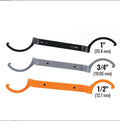 Three colour-coded magnetic suction wrenches with catheter locking in orange, grey, and black