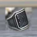 Black alloy ring with copper inlay and zircon detailing showing European and American style