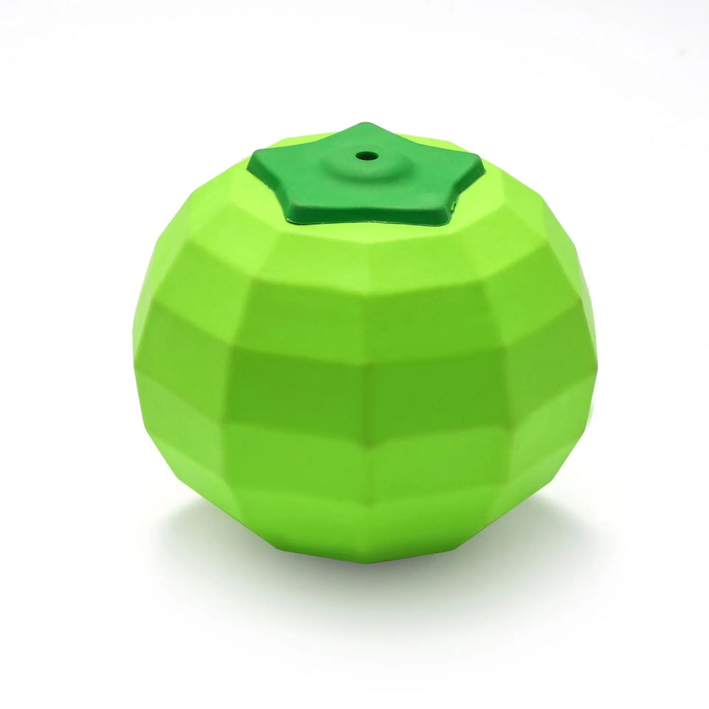 Green natural rubber dog squeaky toy ball for medium to large breed dogs