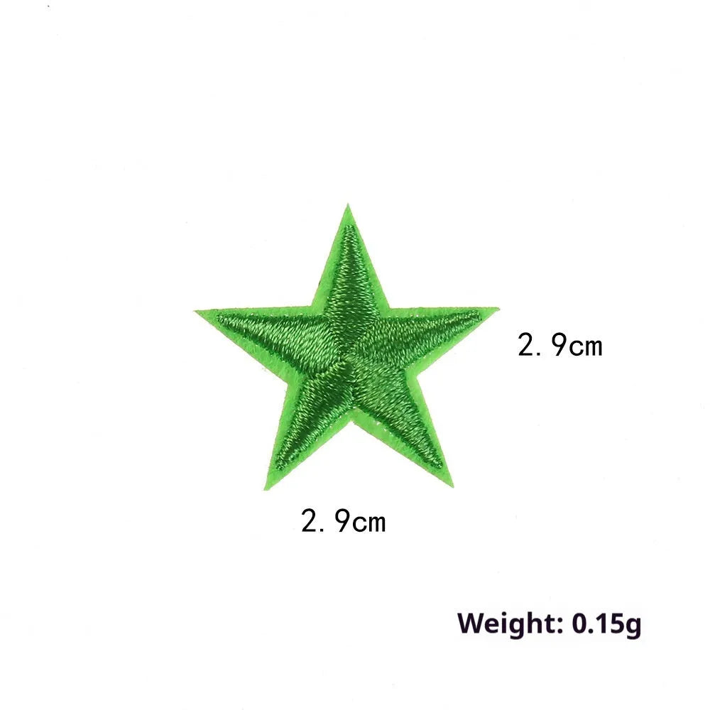 Colourful five-pointed star cloth embroidery labels for DIY clothing decoration.