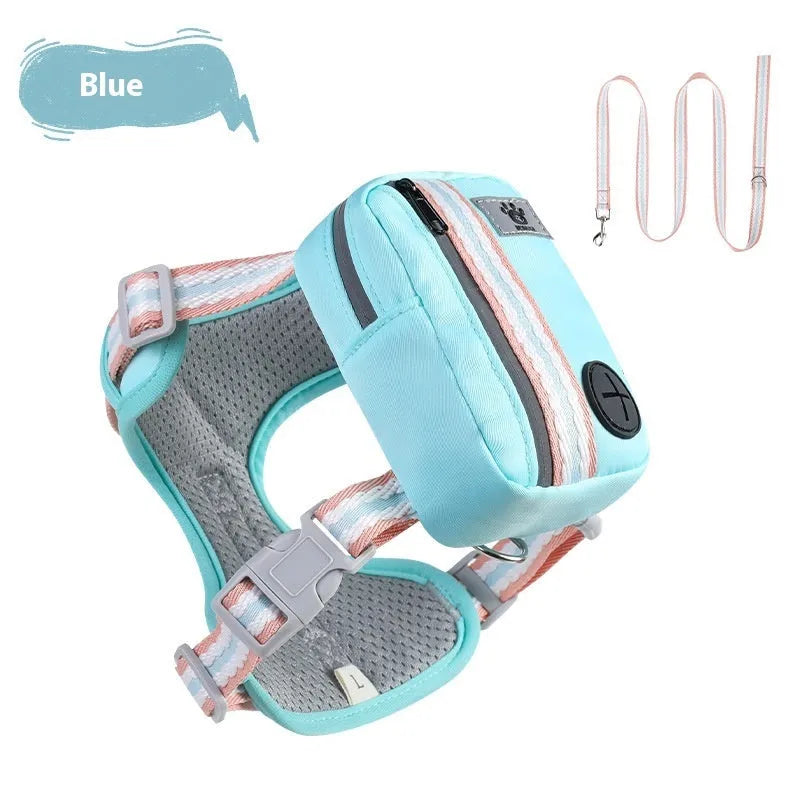 Explosion-proof anti-strangulation dog harness with traction rope in Oxford cloth