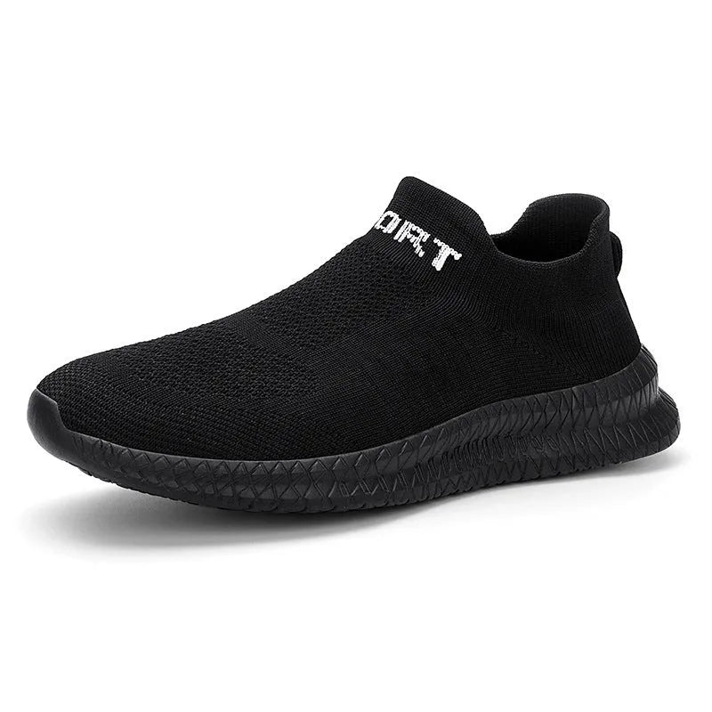 Breathable lightweight men's hiking shoes with Flyknit upper, low top, flat heel, round toe, solid colour