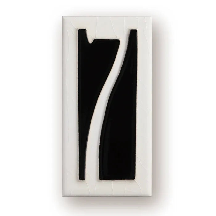 Handmade ceramic retro doorplate with enamel numbers measuring 76 by 152mm