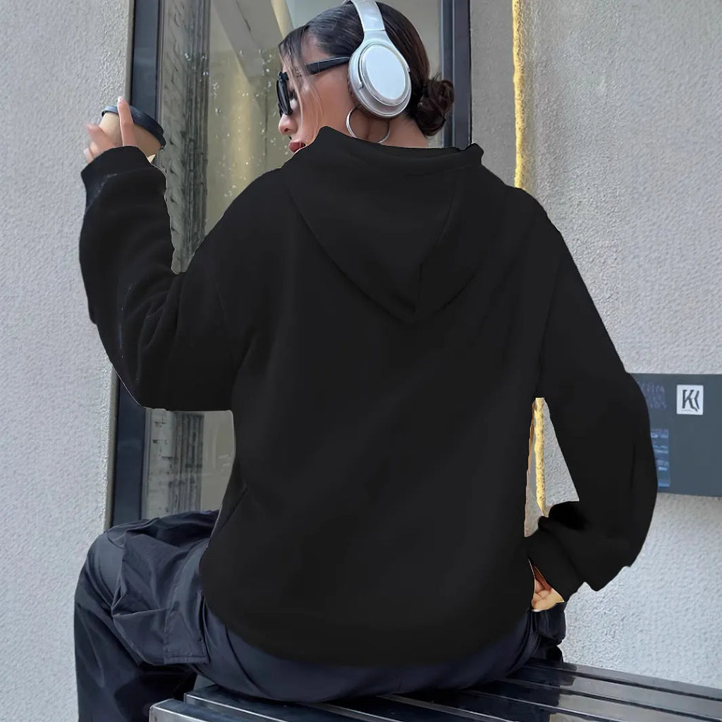 Casual loose fit pullover hoodie in light gray with printed pattern, kangaroo pocket, and hood for men youth polyester fibre