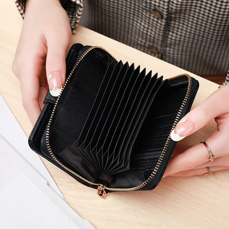 Ladies' short wallet with lychee pattern texture in 2-fold design, available in four colours