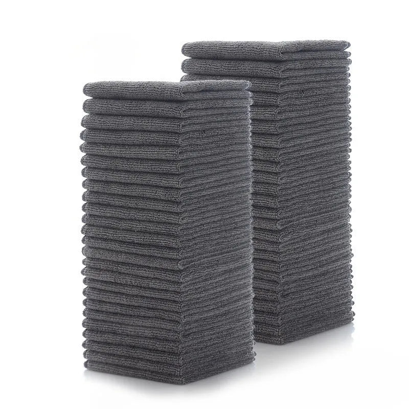 Grey 25x25cm square microfiber kitchen cleaning cloth for oilproof pot and bowl cleaning.