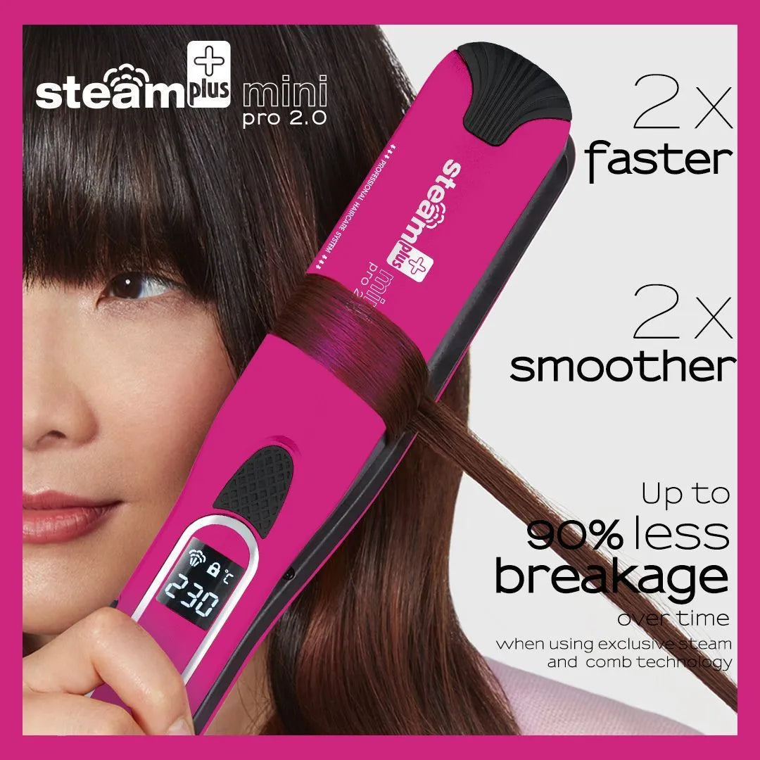 Mini steam splint spray hair straightener in champagne, purple or rose red colour