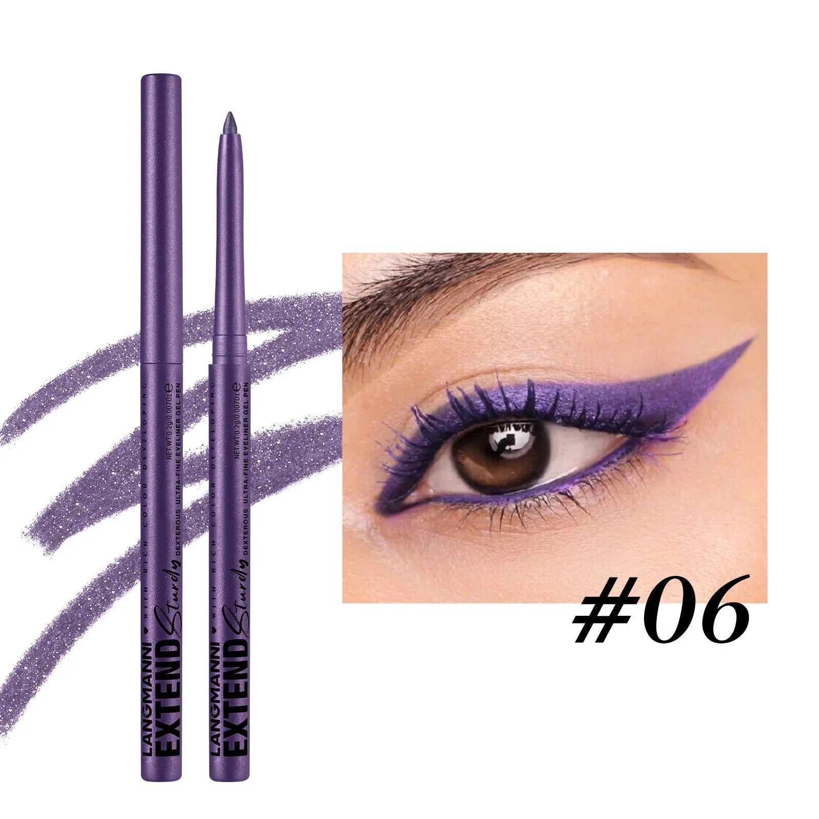 Set of 12 colourful gel glitter eyeliner pencils for waterproof party and Halloween makeup