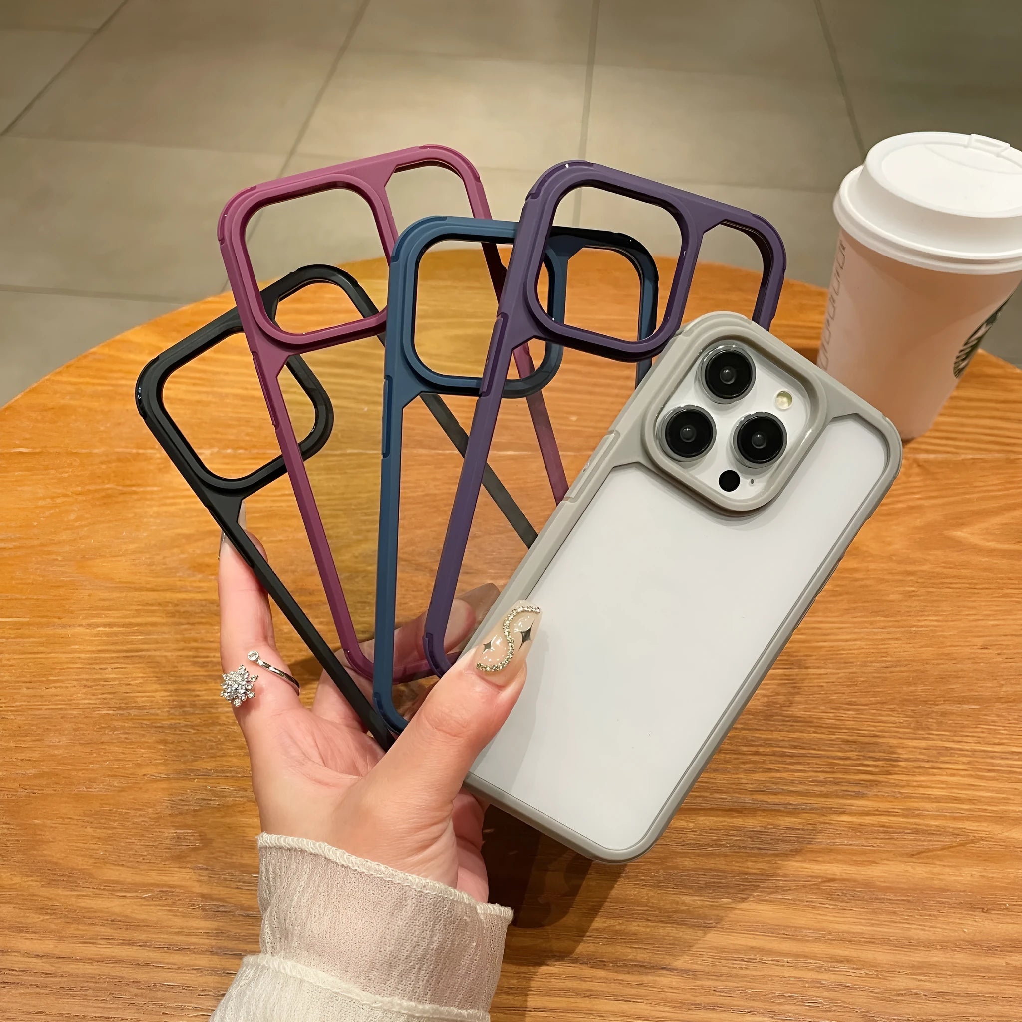 Transparent TPU PC phone case with four-corner drop-resistant groove and embossed texture for iPhone 14 Pro Max