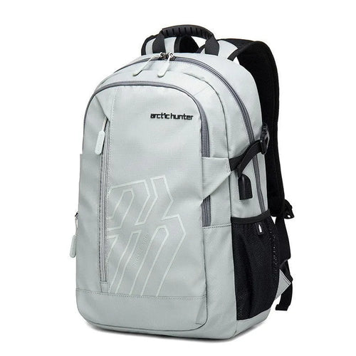 18-inch plaid pattern laptop backpack with curved shoulder strap in black, blue, orange or grey
