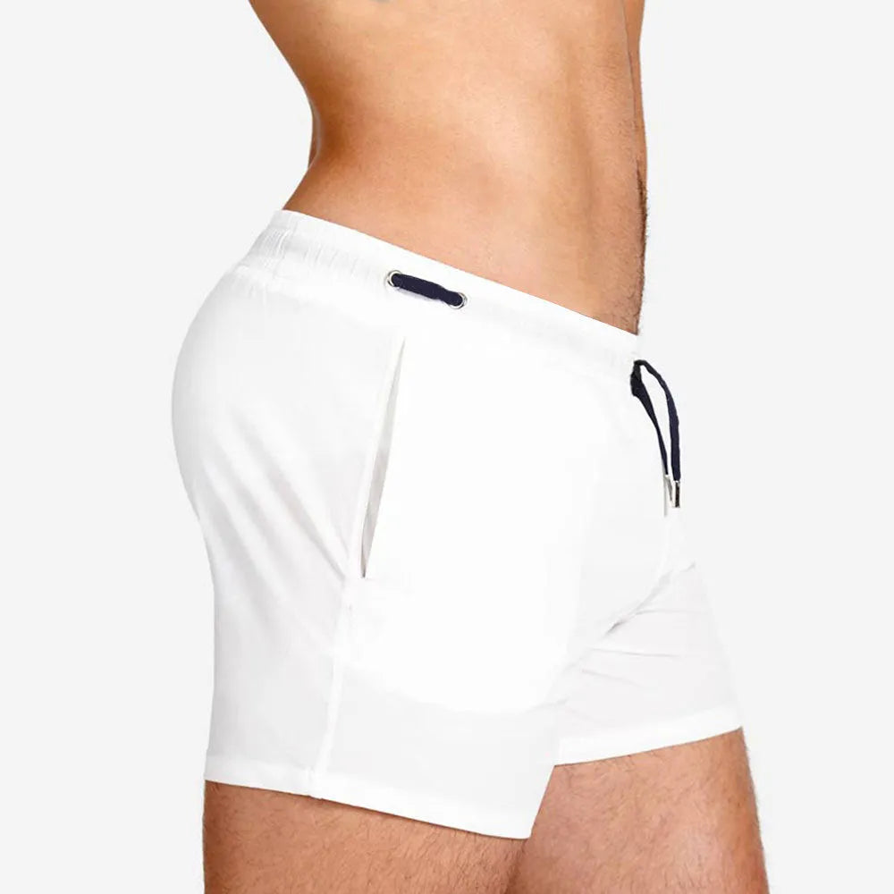 Men's mesh lining sports shorts in polyester fabric shown in multiple colour options