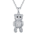 Cute bear clavicle chain necklace made from 925 silver in gold and white gold colour options for women