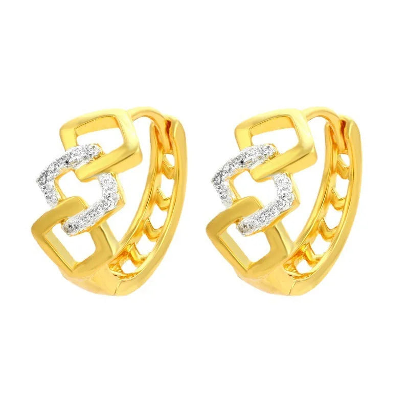 Geometric hollow-out gold electroplated alloy earrings with simple style design