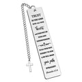 Stainless steel European style bookmark in CF-S5170 steel colour on an open book.