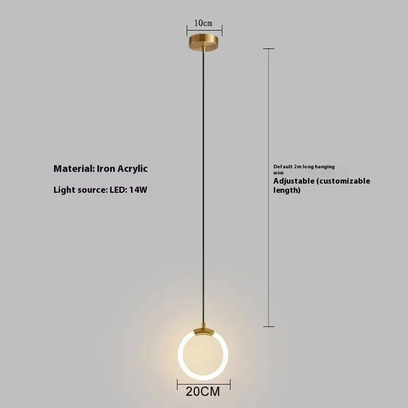 Nordic minimalist U-shaped glass bedside chandelier with tri-colour dimming functionality