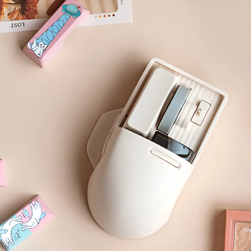 Xiaoqiao wireless mouse in standard size with seven buttons, four-way scroll wheel, and Type-C charging port