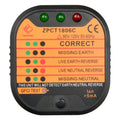 Black socket tester with LED indicators for UK EU US electrical outlet wiring fault detection