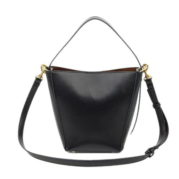 Urban minimalist PU crossbody shoulder bag in bucket style, available in black, army green, and wine red