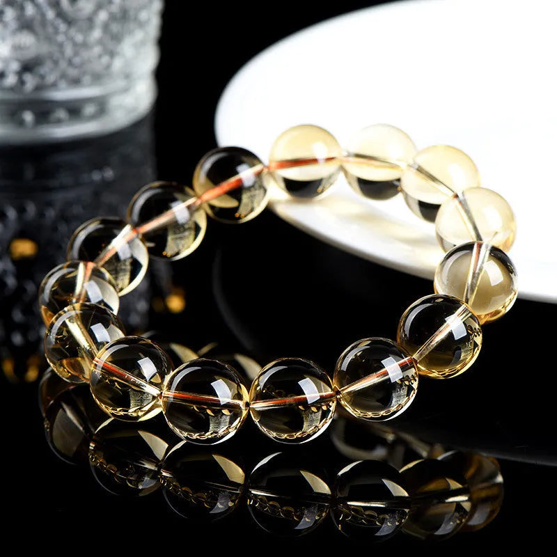 Natural citrine scattered beads ball bracelet showing 6A and 7A grade options with multiple size models