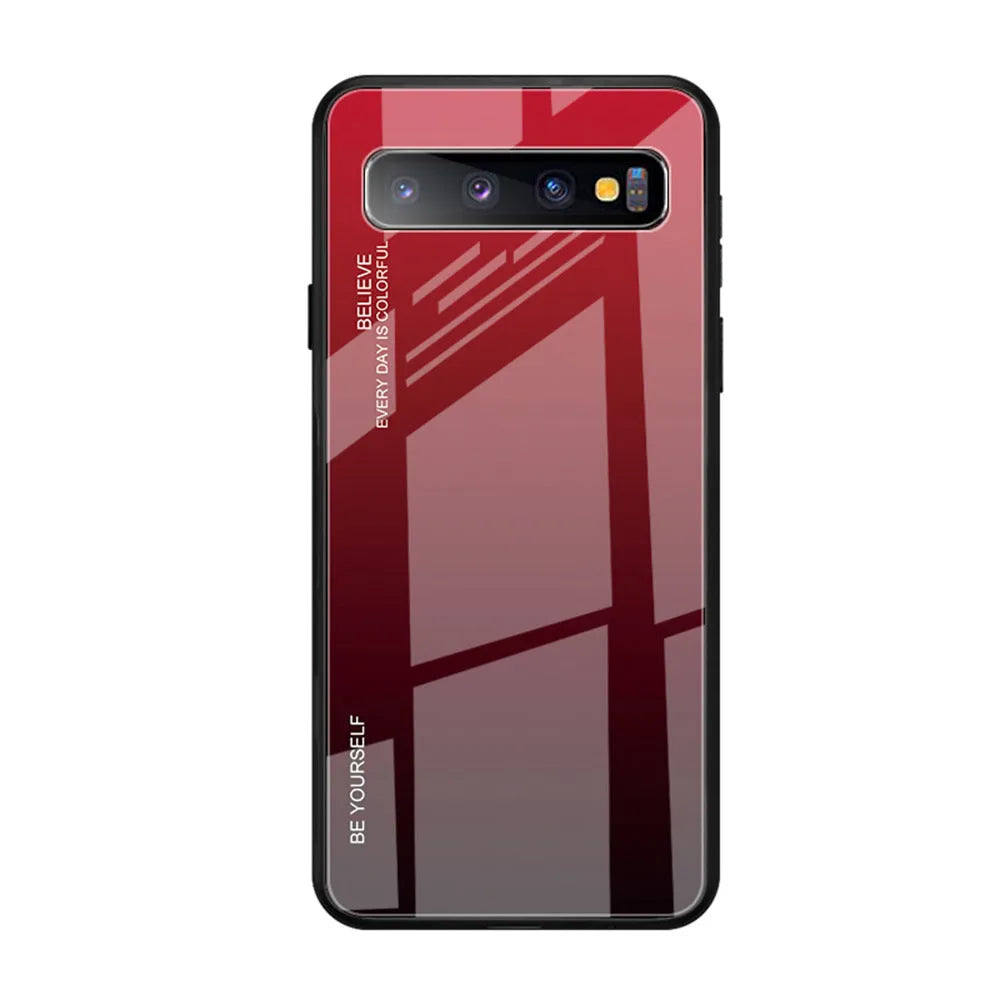 Gradient glass phone case for Samsung with TPU bumper and tempered glass back in colour 01style