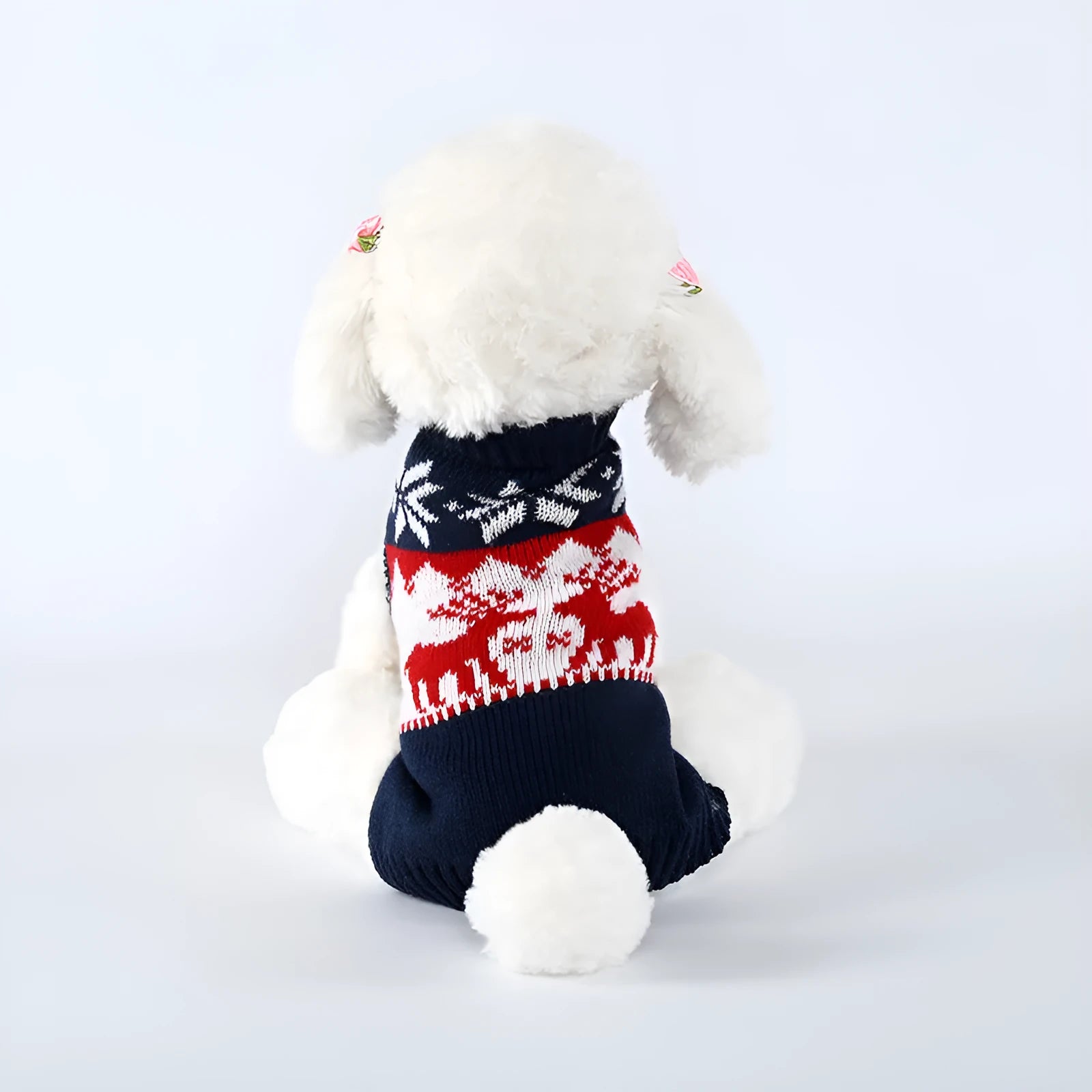 Navy blue knitted Christmas sweater for dogs in acrylic fabric with European American styling