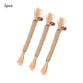 Three natural silvervine chew sticks for cats on a wooden surface, showing thick and fine diameter options