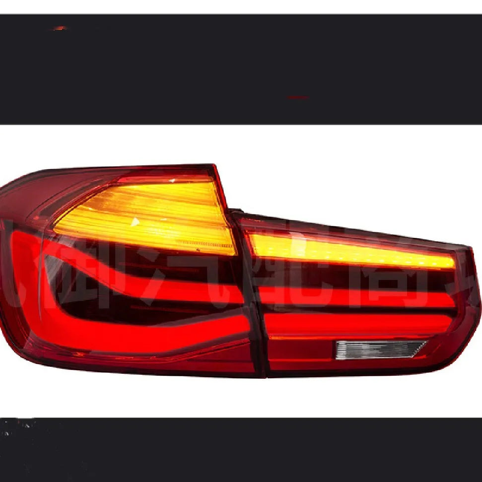 BMW 3 Series modified tail light assembly with streamer steering LED lights in red finish