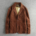 Heavy amekaji retro washed pure cotton corduroy casual jacket in brown, long sleeve, no hood